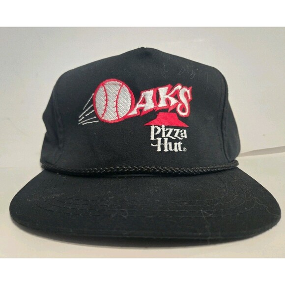 Vintage Pizza Hut Cap Rope Hat Embroidered Logo Snapback Black - Picture 1 of 6